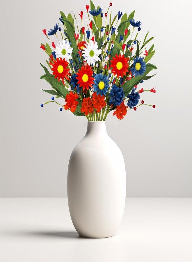 Eternity sky 8 Bundles 4th/Fourth of July Decorations Artificial Silk Flowers Red White Blue Patriotic Picks Berry Stems Memorial Independent Labor Day Decor for Home Vase Table Centerpieces - Image 5