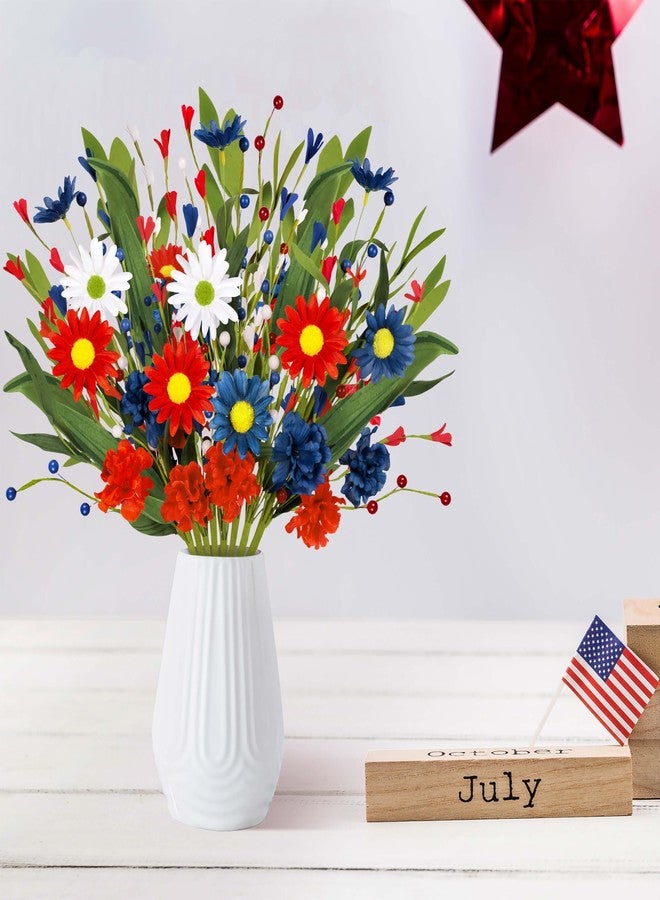Eternity sky 8 Bundles 4th/Fourth of July Decorations Artificial Silk Flowers Red White Blue Patriotic Picks Berry Stems Memorial Independent Labor Day Decor for Home Vase Table Centerpieces - Image 2