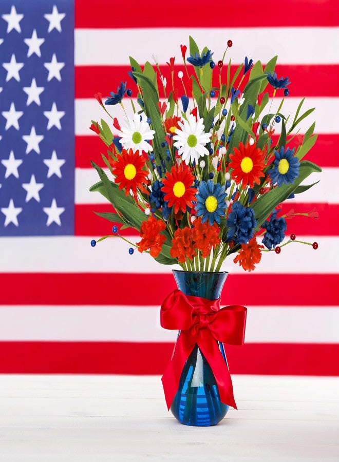 Eternity sky 8 Bundles 4th/Fourth of July Decorations Artificial Silk Flowers Red White Blue Patriotic Picks Berry Stems Memorial Independent Labor Day Decor for Home Vase Table Centerpieces - Image 4