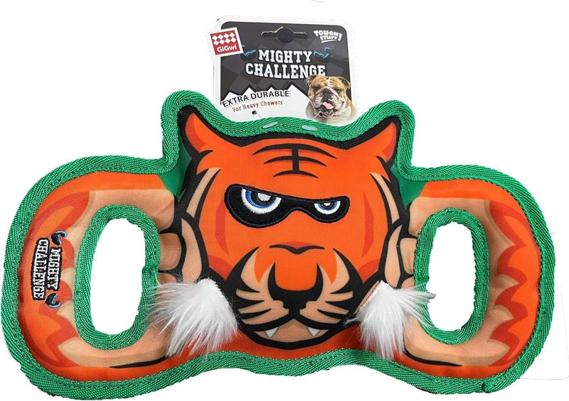 GiGwi Extra Durable Mighty Challenge Dog Toy - Tough Stuff Tiger - Image 1