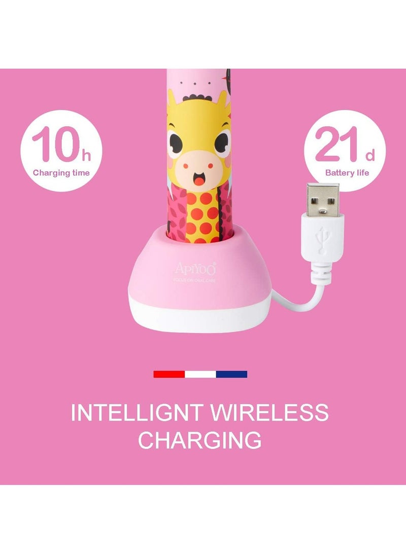أبيوو فرشاة أسنان كهربائية سونيك للأطفال من A7 (وردي) - 3 أوضاع، مؤقت ذكي مع شحن USB-C - Image 5