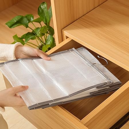 KEETII MART KEETII MART Hanging Wardrobe Storage Organiser with 6 Shelves PVC Hanging Shelves with Metal Hooks Foldable and Washable Hanging Wardrobe Organiser for Sweaters Shirts Trousers  - Image 5