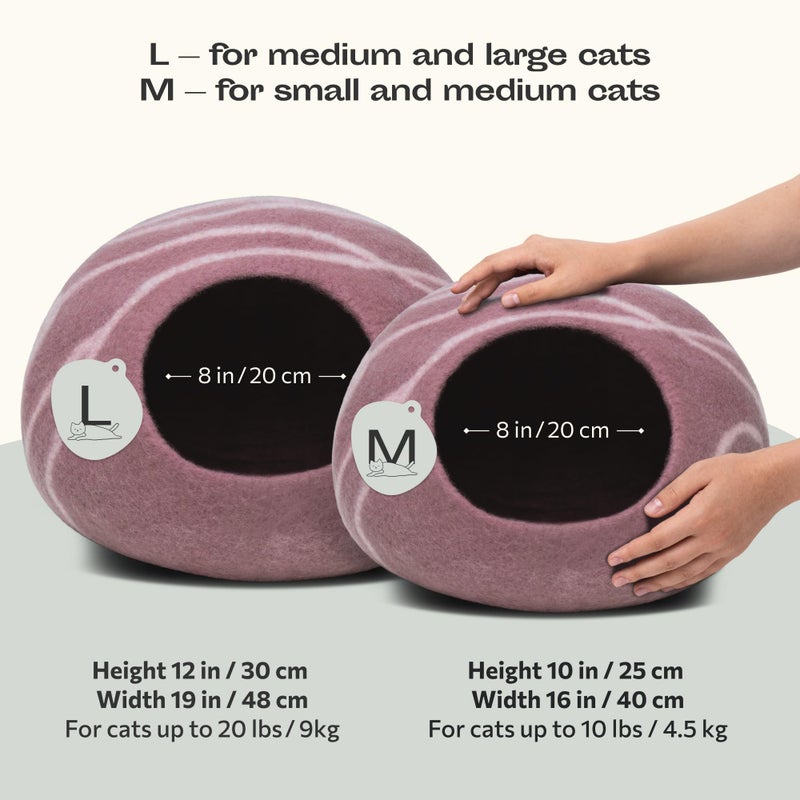 MEOWFIA Cat Cave â€“ Premium Felt Cat Bed for Indoor Cats, Handmade 100% Merino Wool, Cat (Gold Rose, Medium) - Image 2