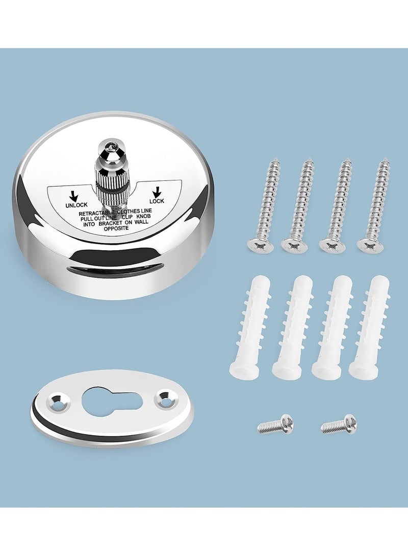 VUCATIN حبل غسيل قابل للسحب، حبل غسيل لتجفيف الملابس شديد التحمل، حبل تجفيف الملابس المثبت على الحائط للاستخدام الداخلي والخارجي، حبل قابل للسحب من الفولاذ المقاوم للصدأ (فولاذ مقاوم للصدأ بطول 9.2 قدم) - Image 4