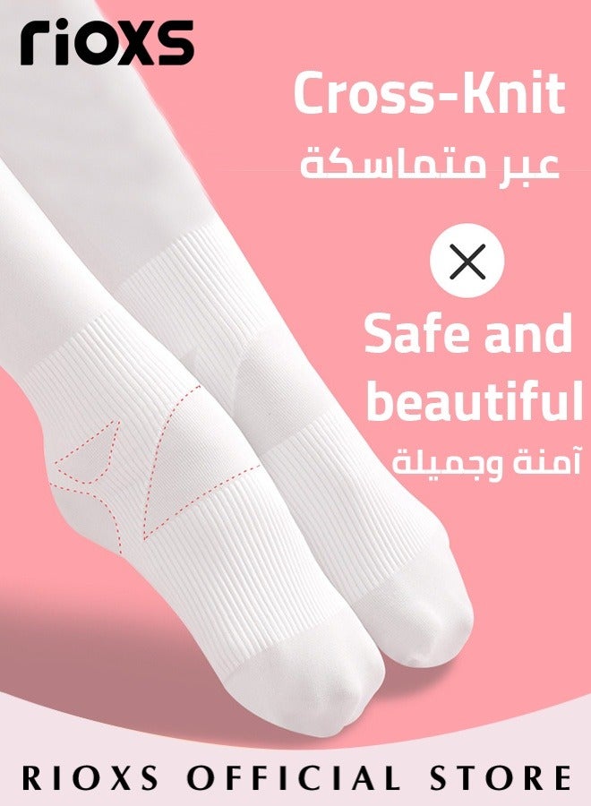 RIOXS Girls 3 Pairs Ballet Dance Footed Tights, Ultra Soft School Students Tights, Ballet Tight Leggings For Toddler/Little Kid/Big Kid, Stretchy Tights Cozy Pants  - Image 3