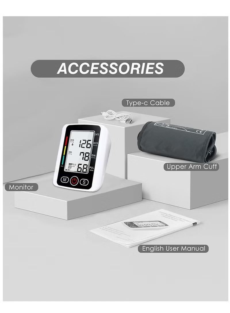 ABJ Large Screen Upper Arm Blood Pressure Monitor – Digital BP Machine with LED Display, One-Touch Operation, Adjustable Cuff, Dual-User Memory, Irregular Heartbeat Detection for Home Use  - Image 3