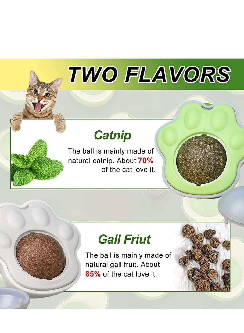 SOLARAE 4 Pcs Catnip Ball Toy, Wall Cat Paw Shape Catnip Toy Pure Natural Mint Leaves Rotatable Indoor Snap on Wall Cat Chew Toy Kitten Teeth Cleaning Cat Supplies - Image 5