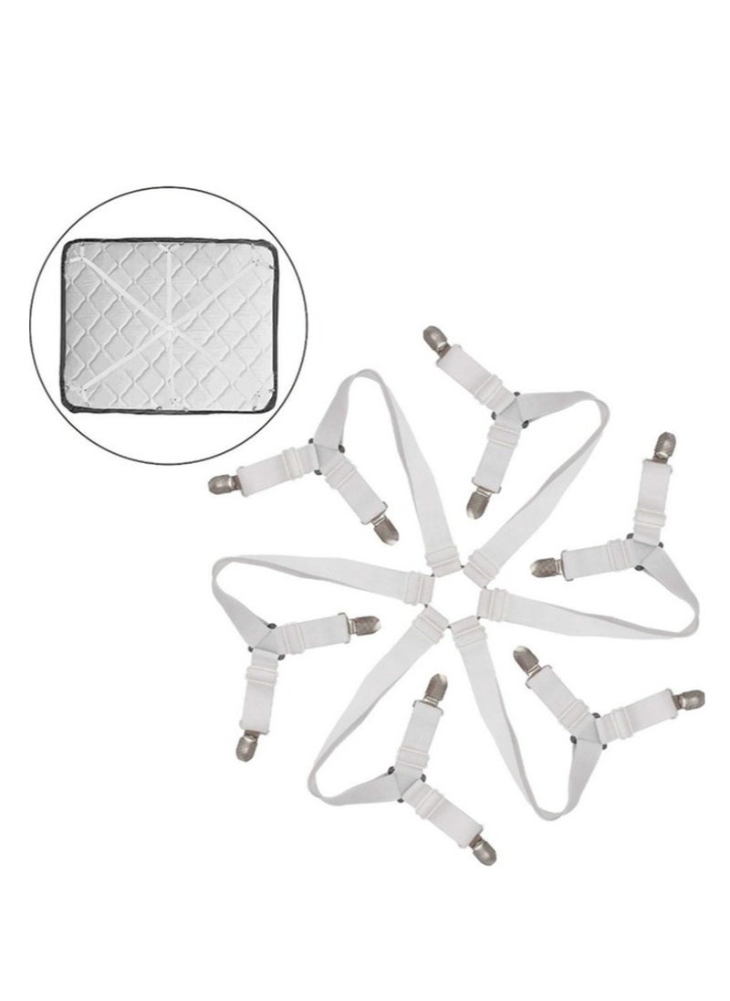 Generic Adjustable Bed Sheet Holder Straps with 6 Way Cross Elastic Bands and Corner Clips, for Bedding Mattress Fasteners  - Image 1