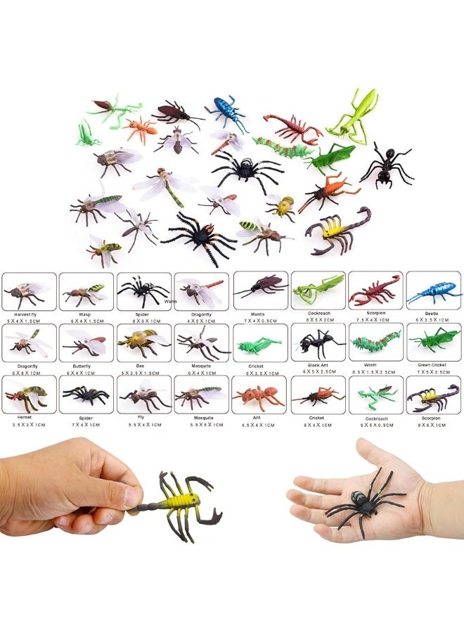 PINOWU Insect Bug Toy Figures for Kids Boys Girls (24pcs), 2-4â€ Fake Bugs - Spiders, Cockroaches, Scorpions, Crickets, Lady Bugs, Mantis and Worms for Education and Christmas Party Favors - Image 3