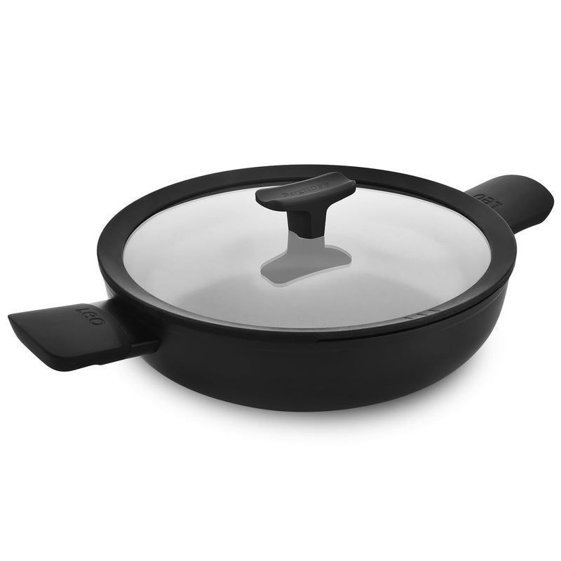 Berghoff 24cm Recycled Aluminum Non-Stick Cooking Kadhai & Toughened Glass Lid | CeraGreen Ceramic Coating | PTFE, PFAS Free | Induction, Dishwasher Ready | Black | 5 Yr Warranty - Image 1