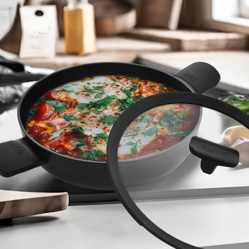Berghoff 24cm Recycled Aluminum Non-Stick Cooking Kadhai & Toughened Glass Lid | CeraGreen Ceramic Coating | PTFE, PFAS Free | Induction, Dishwasher Ready | Black | 5 Yr Warranty - Image 5