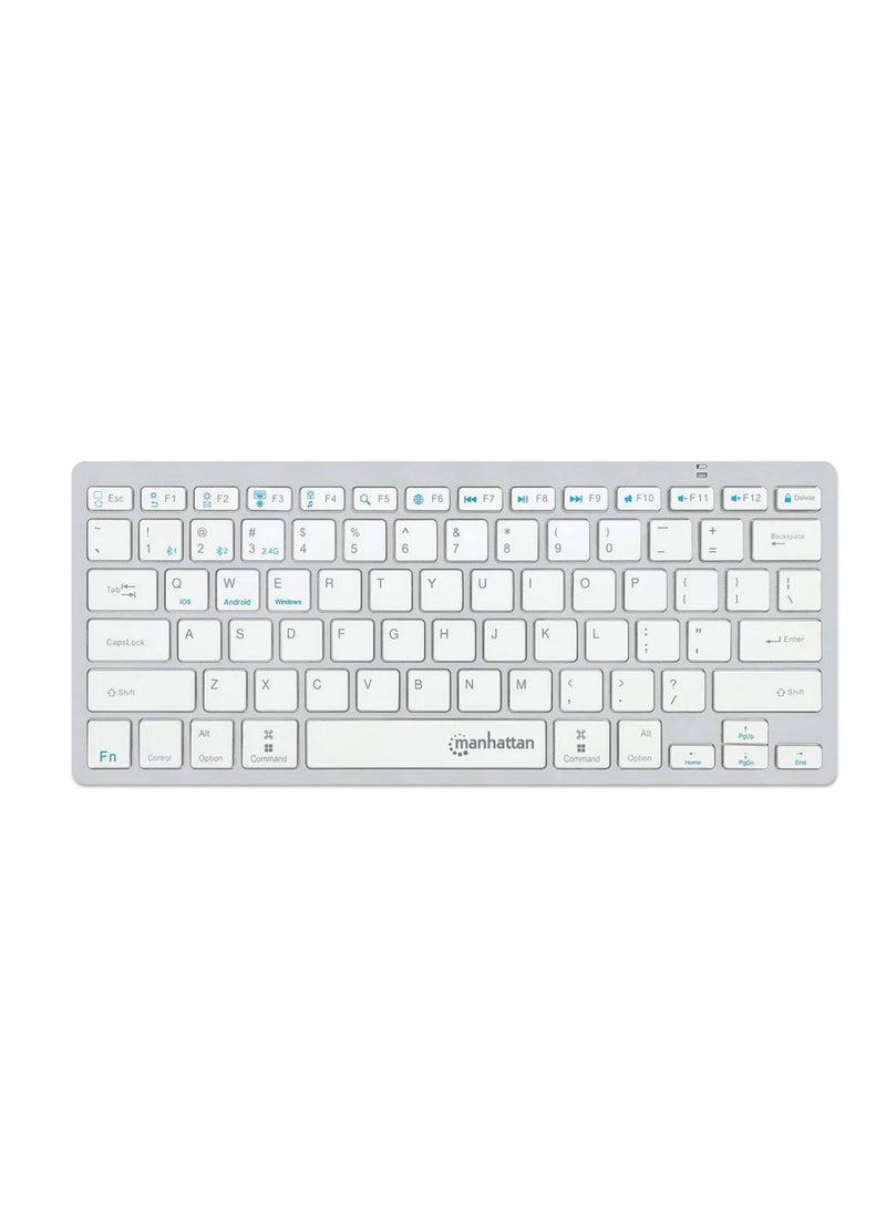 Manhattan Manhattan Ultra Slim Dual-Mode Wireless Keyboard - 180566 - Silver / White  - Image 1