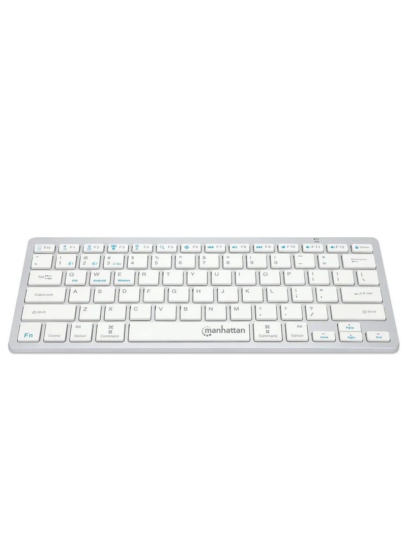Manhattan Manhattan Ultra Slim Dual-Mode Wireless Keyboard - 180566 - Silver / White  - Image 4