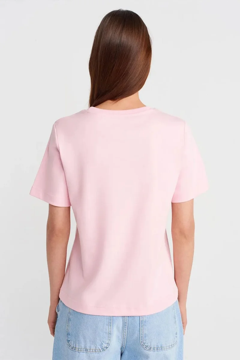 Dilvin Powder Pink DILVIN Women's Cotton Crew Neck T-Shirt for Women | Best Price UAE