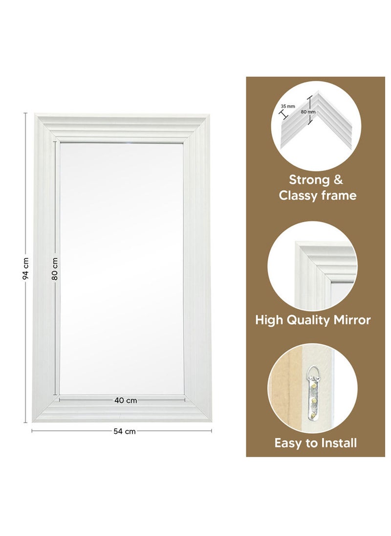 Decorhills Strong Full Length Dressing Mirror Large Rectangle for Bedroom Living Room Mirrors Wall-Mounted Mirror Rectangular Dressing Mirror with White PVC Thick Frame - White  - Image 3