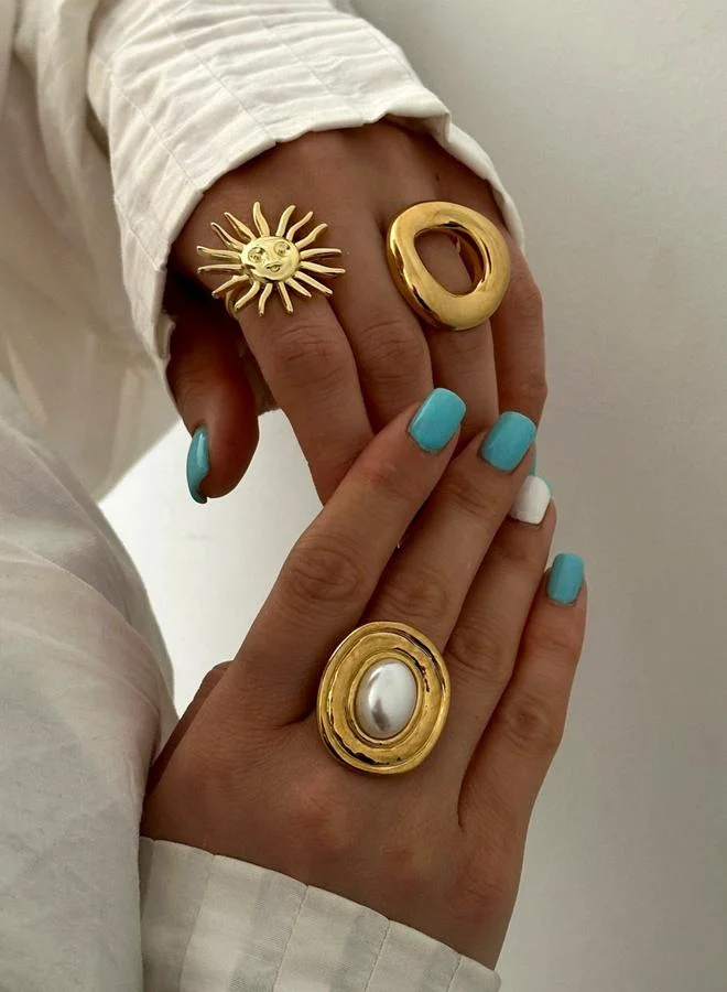 تايك تو خاتم ذهبي مفتوح دائري