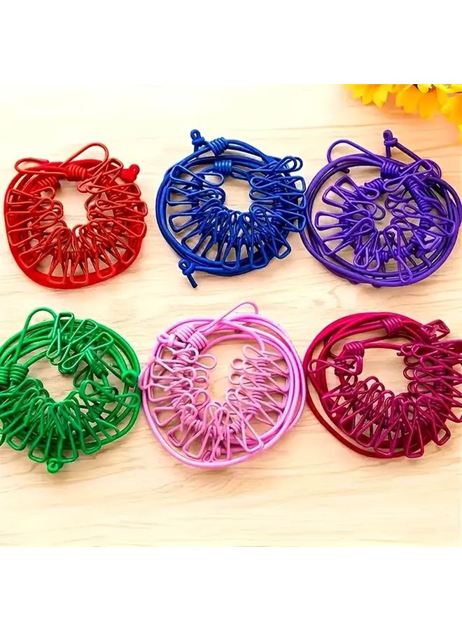 Black Expandable Portable Travel Clothes Drying Rope Windproof Retractable With 12 Clips - Image 2