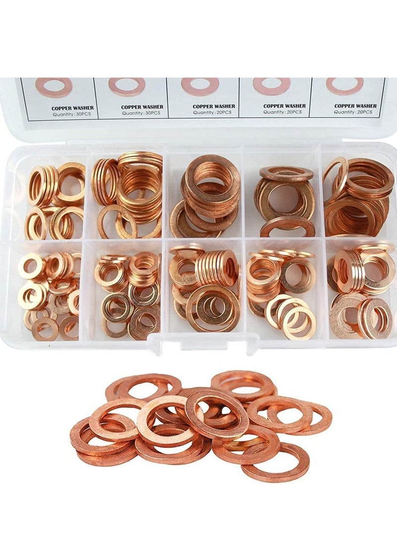 SYOSI Crush Washer, Copper Washers Assortment Set Suitable for All Types of Engines, Lock Metric Ring, Including Automobiles, Ships, Generators, Machinery, with Box - Image 5