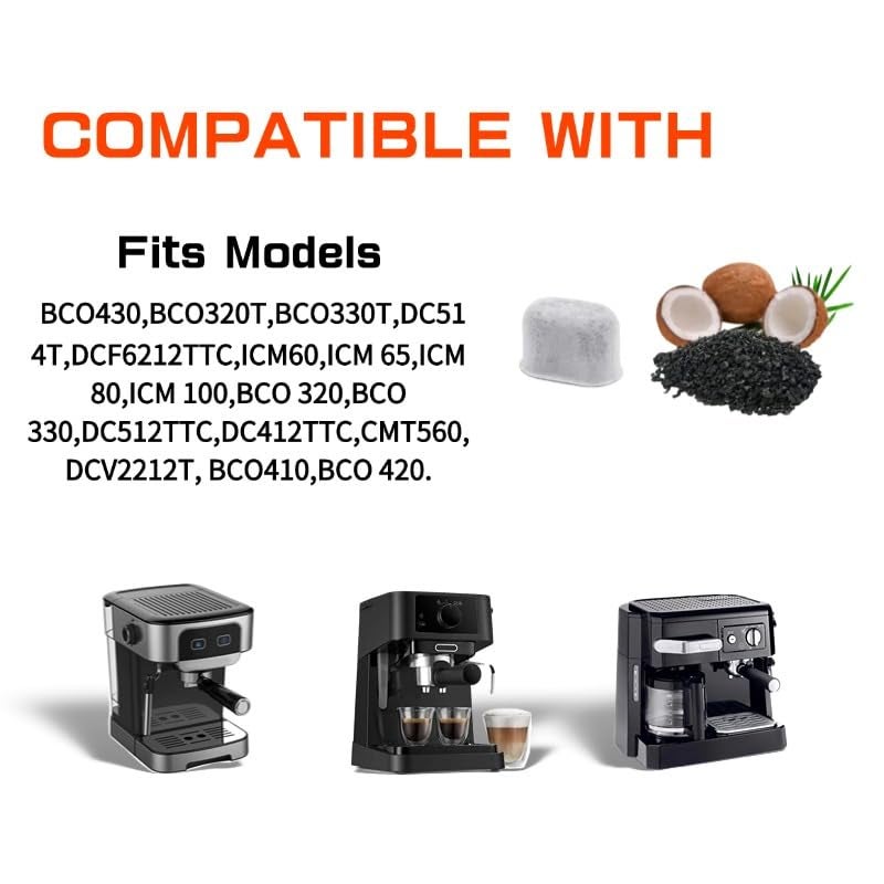 bahforam Water Filter Replacement for Delonghi 731328779 DLSC002 COM530M ECAM ETAM EPAM, Activated Charcoal Filter, 5 Pack - Image 4