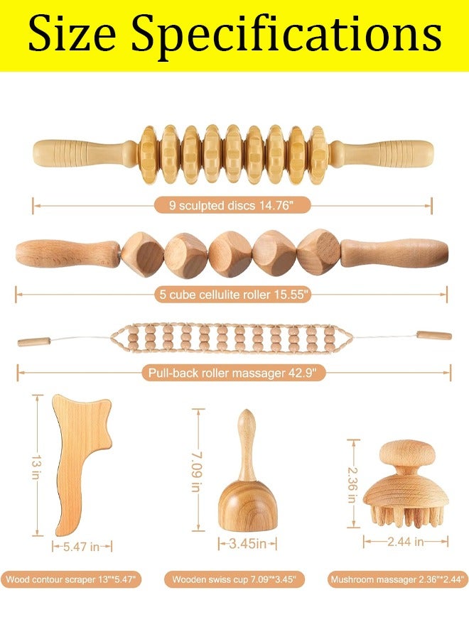 Topyich 6 Piece Wooden Therapy Set，Therapy Tools for Body Muscle Pain Relief Wooden Body Face Sculpting Tools Wood Roller Massager, Fascia Massage  - Image 2