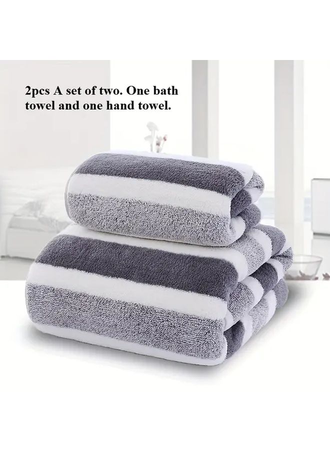 Gray Soft Highly Absorbent Bath Towel And Face Towel Set - Image 1
