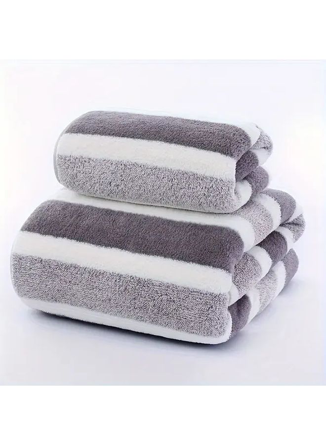 Gray Soft Highly Absorbent Bath Towel And Face Towel Set - Image 3