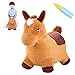 INPANY Bouncy Horse for Toddlers Plush Brown Bouncing Horse Hopper Ride on Animal Toys for Girls Boys Outdoor Indoor Inflatable Horse Gifts Plush Covered Include Pump - Image 3