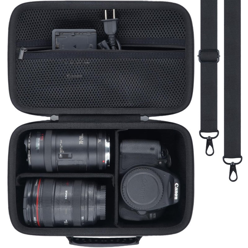 khanka Camera Case for Canon EOS Rebel T7/T100/T6/R50/R100/R5/R7/R8/R6 Mark II/SL3 DSLR Camera,Travel Protective Carrying Case for Canon EOS Rebel Camera and 18-55mm/18-45mm Lens(Case Only) - Image 1