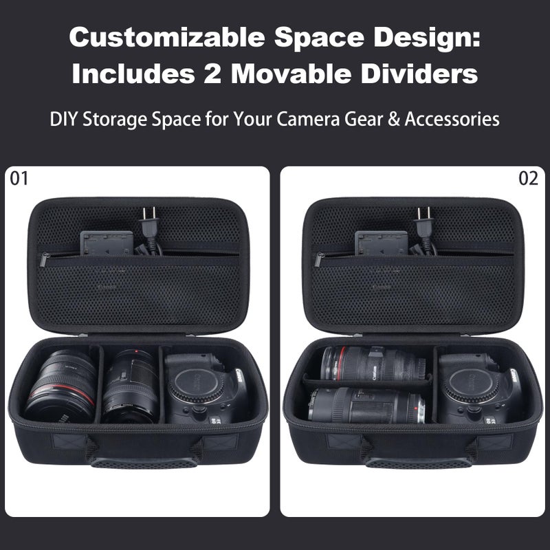 khanka Camera Case for Canon EOS Rebel T7/T100/T6/R50/R100/R5/R7/R8/R6 Mark II/SL3 DSLR Camera,Travel Protective Carrying Case for Canon EOS Rebel Camera and 18-55mm/18-45mm Lens(Case Only) - Image 4