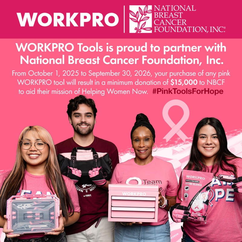 WORKPRO 13-Inch Tool Bag, Pink Soft Cloth Tool Storage Bags, Wide Mouth Tool Tote Bag with Inside Pockets - Pink Ribbon - Image 2