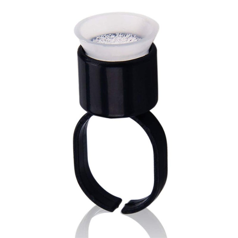 ORIONE Jafirous 100PCS Portable Tattoo Pigment Ring Cap Microblading Glue Ink Ring Cup Sponge Inside Holder Permanent Makeup Cosmetic Accessories Black