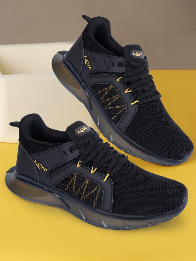 Lancer Mens RAMBO-195BLK-MSTD Black Yellow Running Shoe, 7 - Image 5