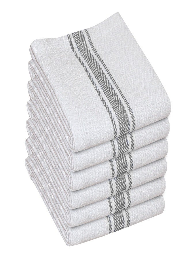 WHITEWRAP Kitchen Dish Towels for Kitchen, Highly Absorbent for Drying and Cleaning, Durable and Soft Tea Towels - 6 Pack, 100% Ring Spun Cotton 15 x 25 Inches - Grey - Image 1