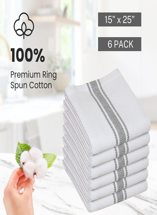 WHITEWRAP Kitchen Dish Towels for Kitchen, Highly Absorbent for Drying and Cleaning, Durable and Soft Tea Towels - 6 Pack, 100% Ring Spun Cotton 15 x 25 Inches - Grey - Image 5