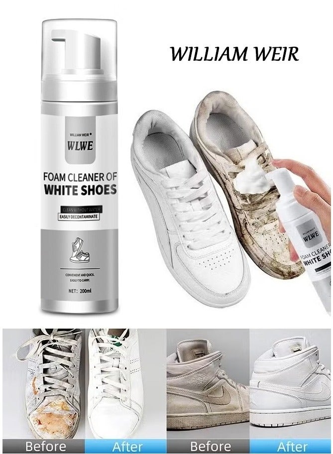 ويليام وير منظف أحذية رغوي 200 مل لإزالة التلوث وتبييض الأحذية الرياضية أحذية رياضية أحذية بيضاء من الألياف الدقيقة تنظيف الأحذية والأحذية القماشية - Image 1