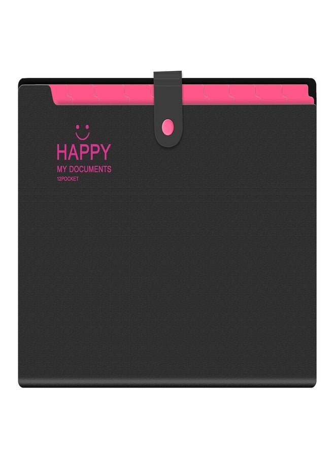 NISUN 12 Pocket Expanding File Folder Accordion Document Organizer, Adjustable Buckle Folder Pocket Folder for School Office Home (Black) - Image 1