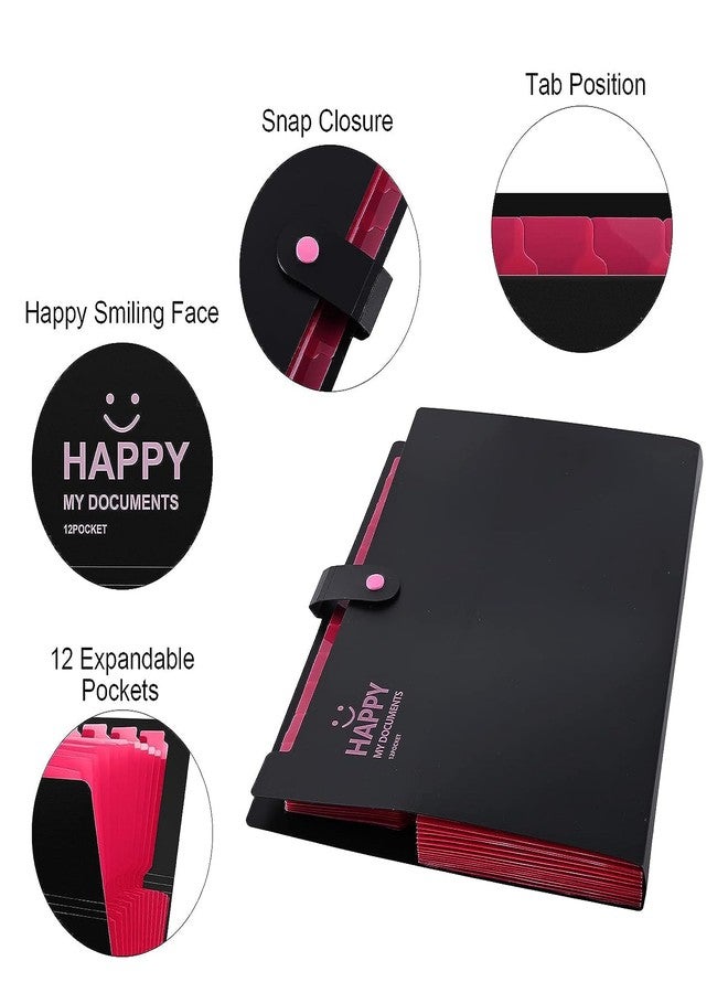 NISUN 12 Pocket Expanding File Folder Accordion Document Organizer, Adjustable Buckle Folder Pocket Folder for School Office Home (Black) - Image 3