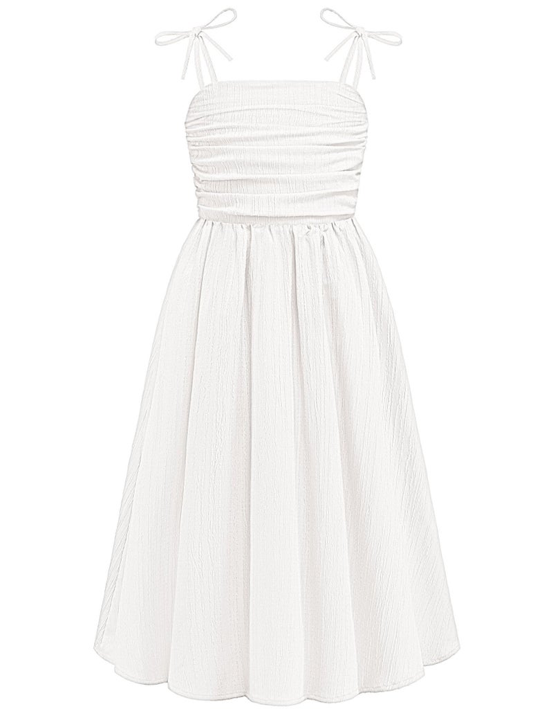 Arshiner Teen Girl Dresses Summer Maxi Long Spaghetti Strap White Wedding Boho Girls Dress 12-14 - Image 1