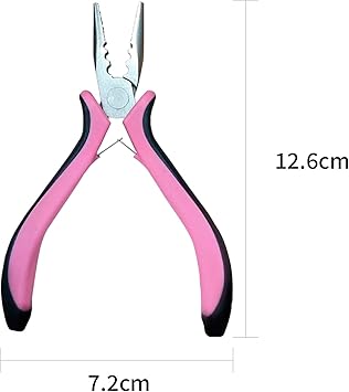 Hair Extension Pliers for Professional Use Mini Pliers Precision Tool for Installing and Removing Hair Extensions Ergonomic Handle Stainless Stee Pink - Image 2