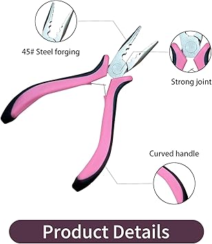 Hair Extension Pliers for Professional Use Mini Pliers Precision Tool for Installing and Removing Hair Extensions Ergonomic Handle Stainless Stee Pink - Image 3