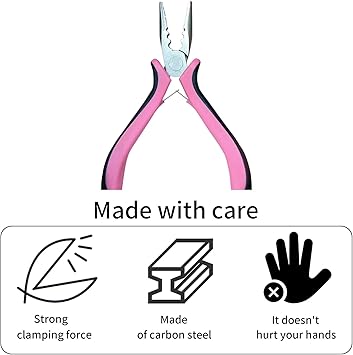 Hair Extension Pliers for Professional Use Mini Pliers Precision Tool for Installing and Removing Hair Extensions Ergonomic Handle Stainless Stee Pink - Image 4