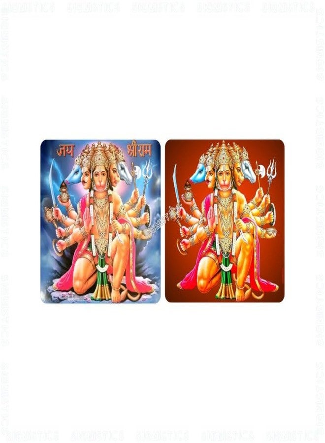 SIGNISTICS Panchmukhi Hanuman Ji Glossy Paper Sticker (हनुमान कवच) (Combo-Pack of 2) (3x3 inch) - Image 1