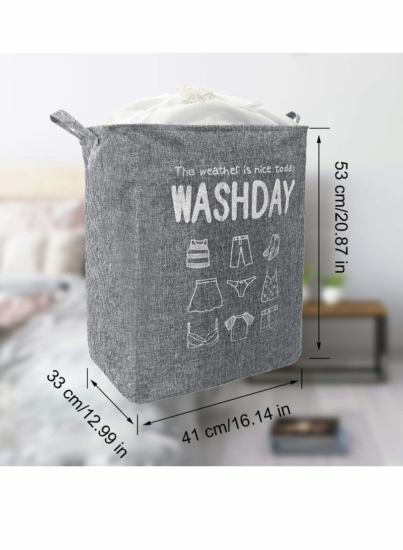 75L Collapsible Laundry Basket, Waterproof With Handles, Large Capacity Quilt Clothes Storage Bag, Dirty Basket For Bedroom(Grey) - Image 5