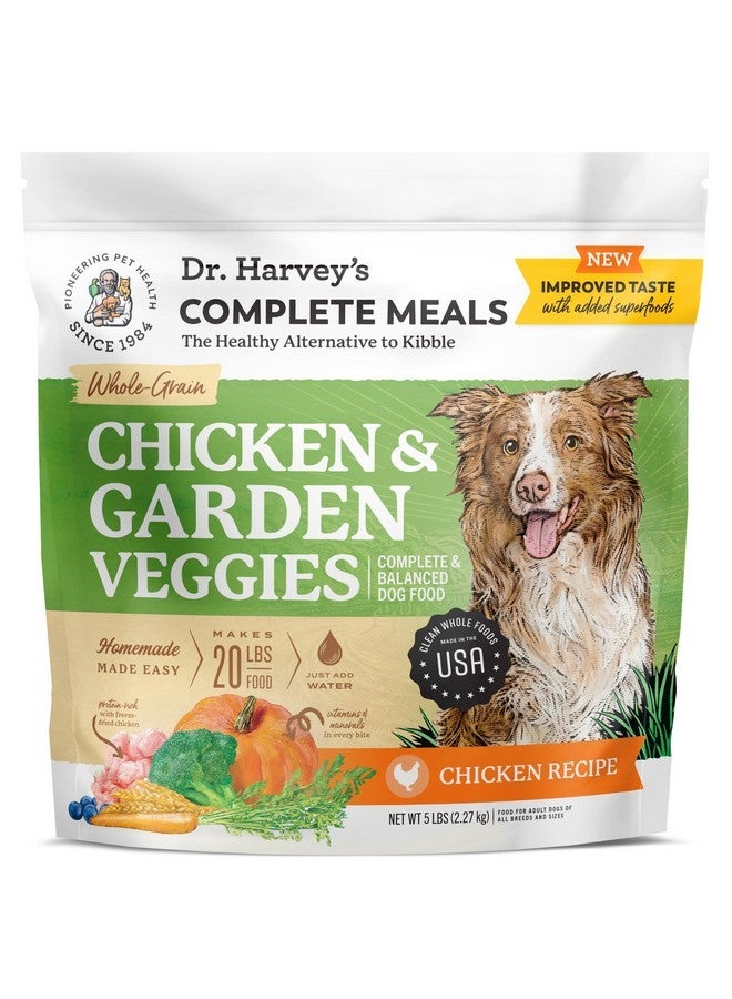 Dr. Harvey's Chicken & Garden Veggies Dog Food, Human Grade Whole-Grain Dehydrated Dog Food with Freeze-Dried Chicken (5 Pounds) - Image 1