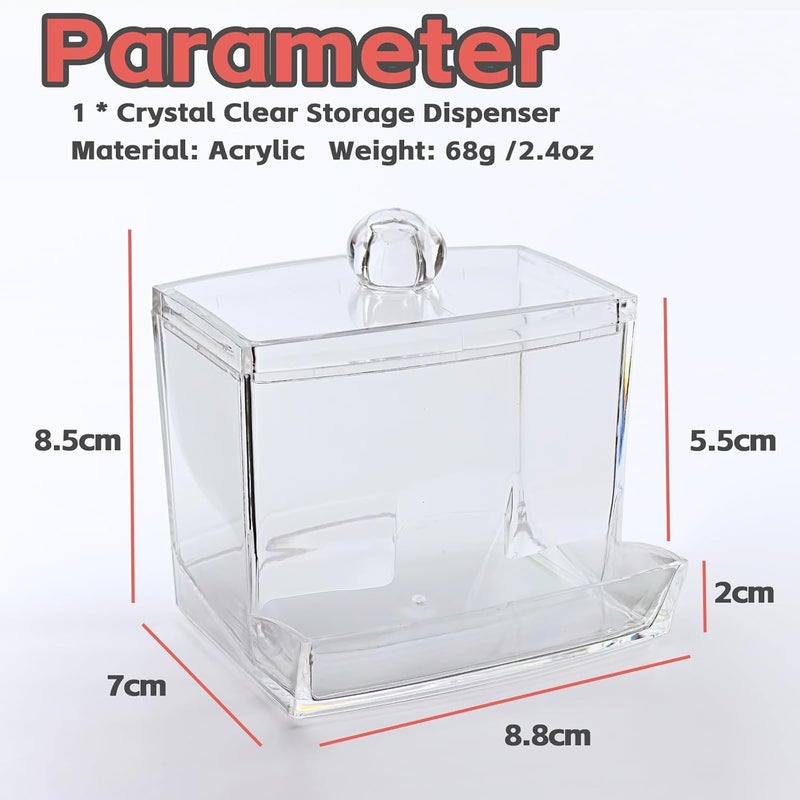 Cyrox Square Bathroom Jar Clear Organizer | Cotton Pad Container | Cotton Buds Dispenser | Cotton Swabs Holder | Bathroom Storage Organizer | Cosmetics/Makeup Storage Box - Image 2
