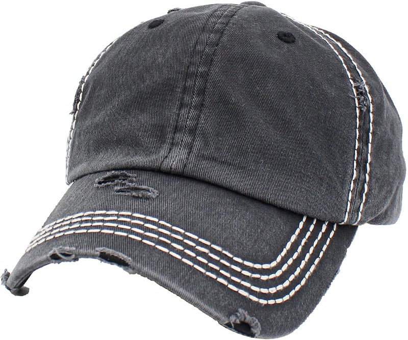 KBETHOS KBV-Basic BLK Hand Washed Hand Distressed Baseball Cap - Image 1