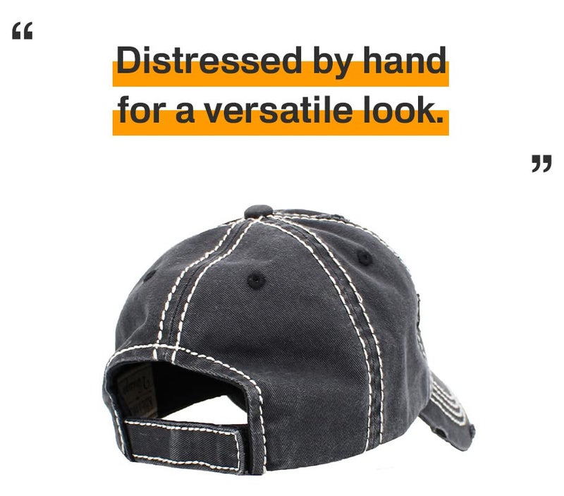 KBETHOS KBV-Basic BLK Hand Washed Hand Distressed Baseball Cap - Image 5