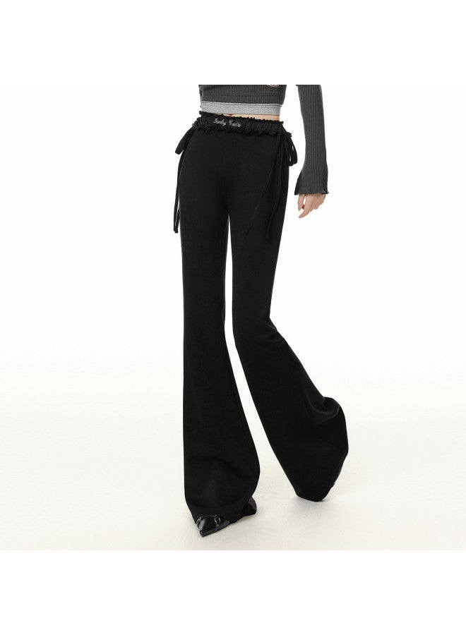 EPTISON Balletcore Flared Pants For Women - Summer 2025 New Arrival Lace Panel Tie-waist Slim Fit Casual Trousers - Image 3