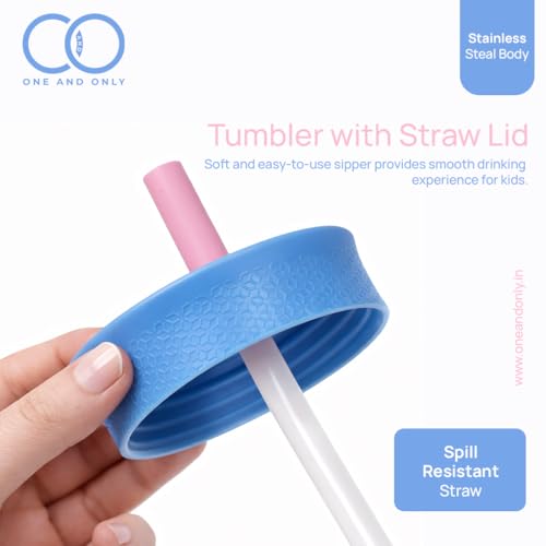 ONE AND ONLY Toddler Sipper Cup with Straw and Lid Stainless Steel Leakproof Bottle for Kids and Toddlers, 350ml Coffee Sippy Mug for Travelling (Pink) - Image 3