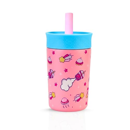 ONE AND ONLY Toddler Sipper Cup with Straw and Lid Stainless Steel Leakproof Bottle for Kids and Toddlers, 350ml Coffee Sippy Mug for Travelling (Pink) - Image 1